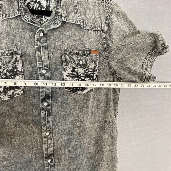 Buffalo David Bitton Cotton Shirt Mens Large Acid Wash Short Sleeve Button Up - Picture 8 of 8